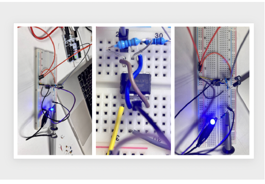 555 timer solderless breadboard setup